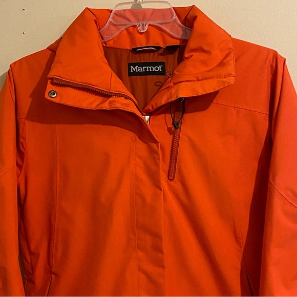 Womens Marmot OrangeWinter Ski Jacket Full Zip Hooded Snow Outerwear Coat Medium - Picture 5 of 10